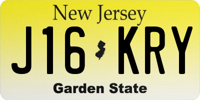 NJ license plate J16KRY