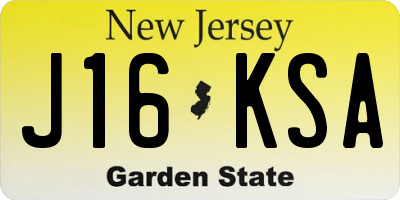 NJ license plate J16KSA