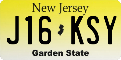 NJ license plate J16KSY
