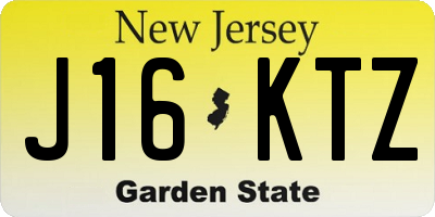 NJ license plate J16KTZ