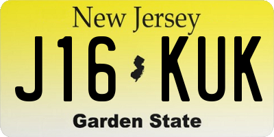 NJ license plate J16KUK