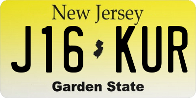 NJ license plate J16KUR