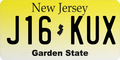 NJ license plate J16KUX