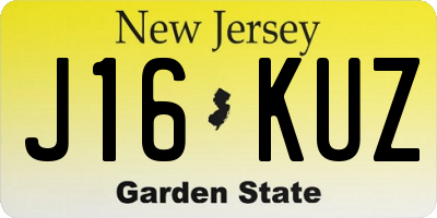 NJ license plate J16KUZ