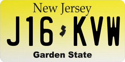 NJ license plate J16KVW