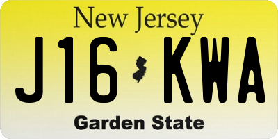 NJ license plate J16KWA