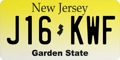 NJ license plate J16KWF