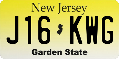 NJ license plate J16KWG
