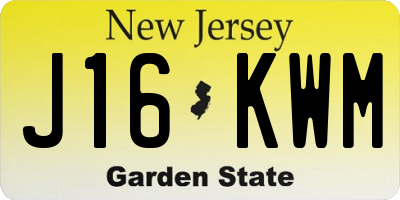 NJ license plate J16KWM