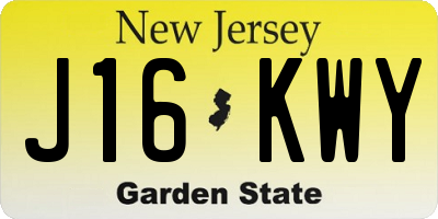 NJ license plate J16KWY