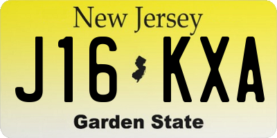 NJ license plate J16KXA