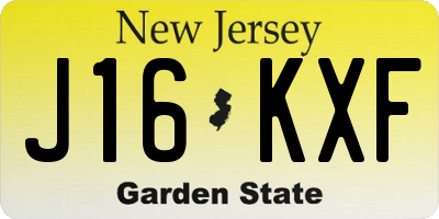 NJ license plate J16KXF