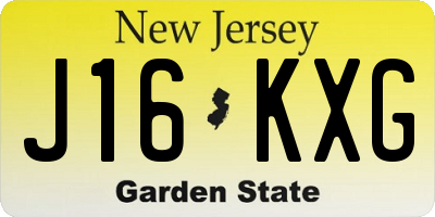 NJ license plate J16KXG