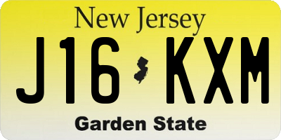 NJ license plate J16KXM