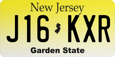 NJ license plate J16KXR