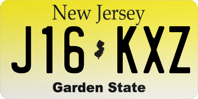NJ license plate J16KXZ