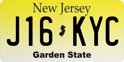 NJ license plate J16KYC