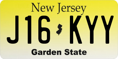 NJ license plate J16KYY