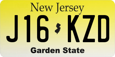 NJ license plate J16KZD