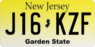NJ license plate J16KZF