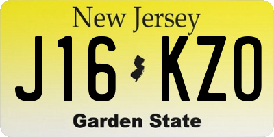 NJ license plate J16KZO