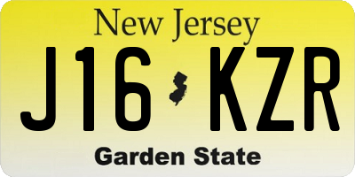 NJ license plate J16KZR
