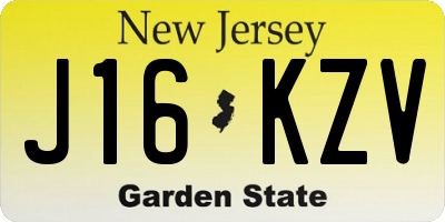 NJ license plate J16KZV