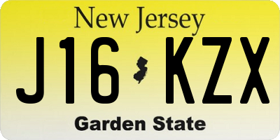 NJ license plate J16KZX
