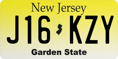 NJ license plate J16KZY