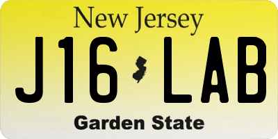 NJ license plate J16LAB