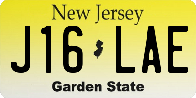 NJ license plate J16LAE