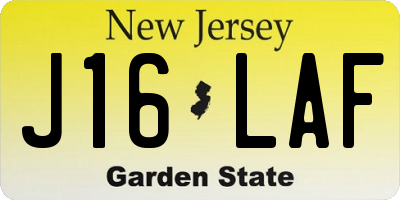 NJ license plate J16LAF