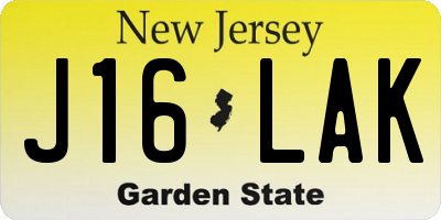 NJ license plate J16LAK
