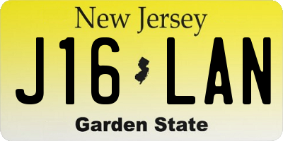 NJ license plate J16LAN
