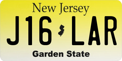 NJ license plate J16LAR
