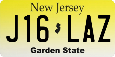 NJ license plate J16LAZ