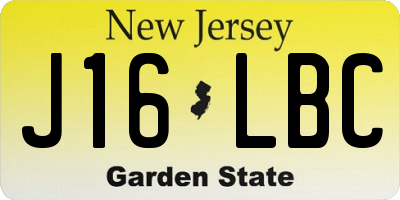 NJ license plate J16LBC