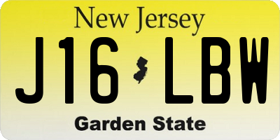 NJ license plate J16LBW