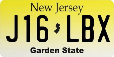 NJ license plate J16LBX