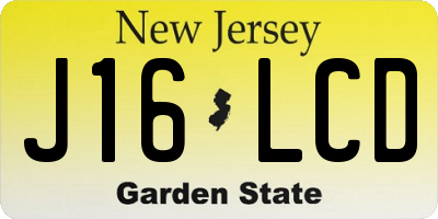 NJ license plate J16LCD