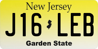 NJ license plate J16LEB