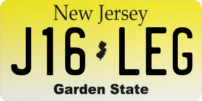 NJ license plate J16LEG