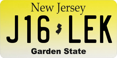 NJ license plate J16LEK