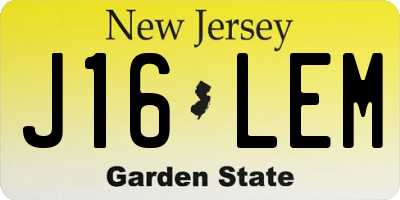 NJ license plate J16LEM