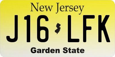 NJ license plate J16LFK