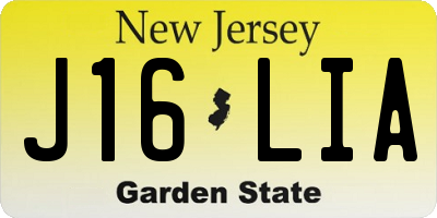 NJ license plate J16LIA