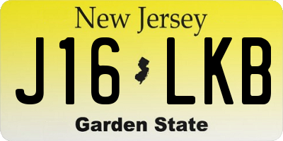 NJ license plate J16LKB