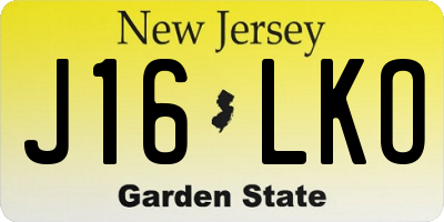 NJ license plate J16LKO