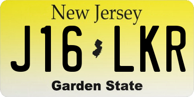 NJ license plate J16LKR