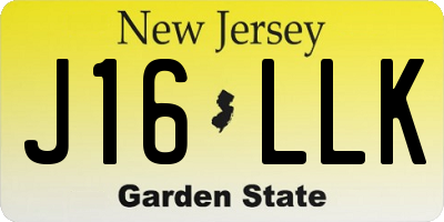 NJ license plate J16LLK